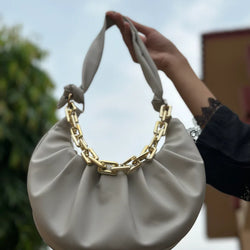 Ruffled Chain Bag “Ash White