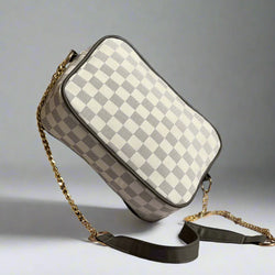 Chequered Crossbody Bag “Grey-White