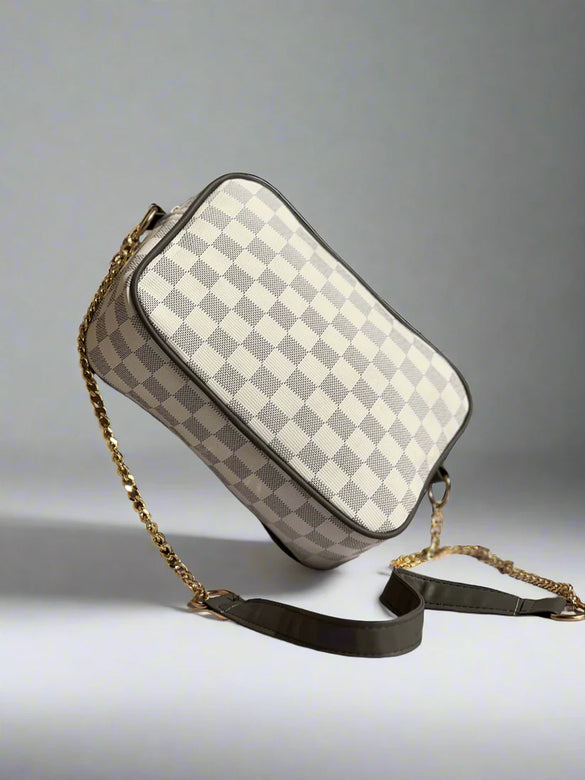 Chequered Crossbody Bag “Grey-White