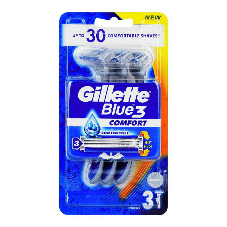 Gillette Blue 3 Comfort Men’s Disposable Razor 3T – 3 PCS Smooth Shaving Razor