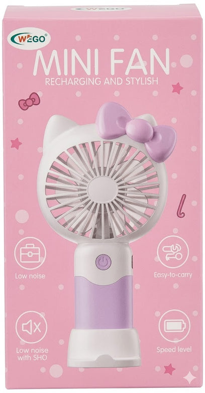 WEGO Cute Cat Mini Fan | Low Noise & Rechargeable