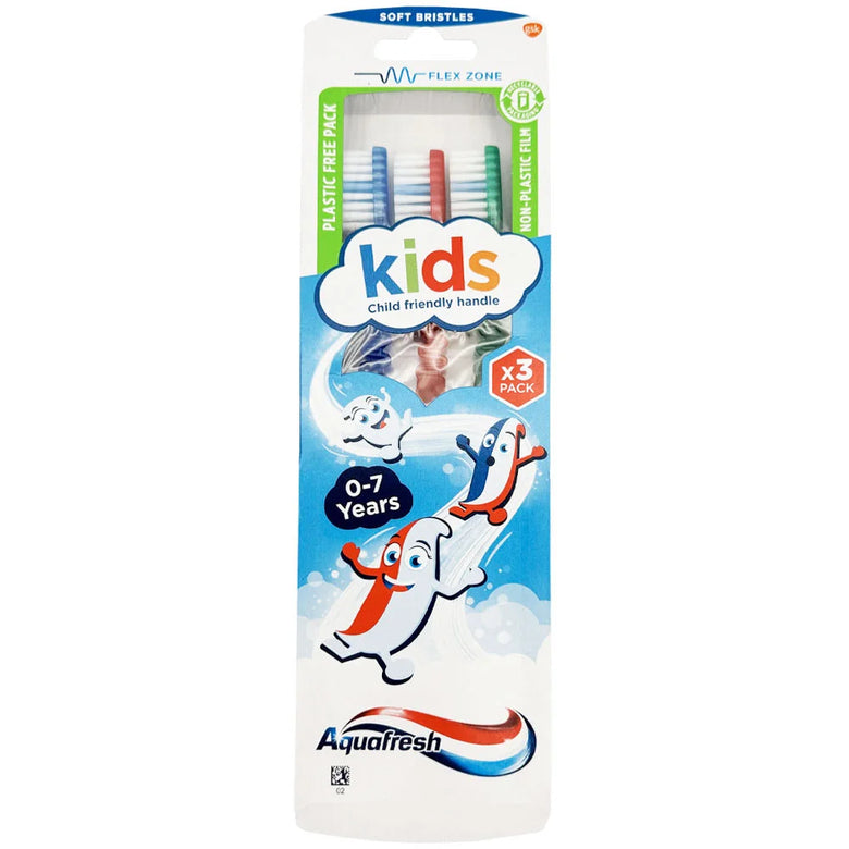 Aquafresh Kids Toothbrush 3-Pack (0-7 Years) | Soft Bristles