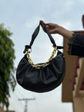 Ruffled Chain Bag “Black