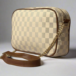 Checkered Crossbody Bag “Brown-Beige