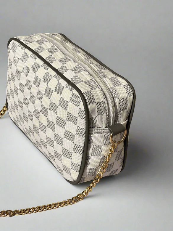 Chequered Crossbody Bag “Grey-White