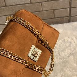 Mustard Suede Alcan Chic Crossbody Bag | choicemall