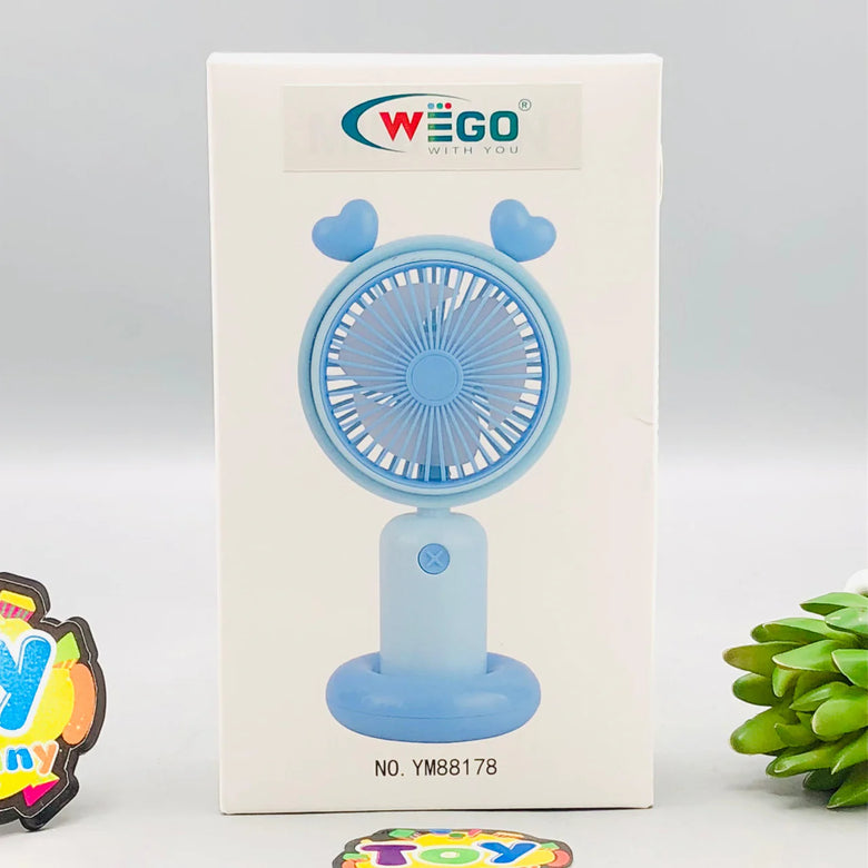 WEGO Cute Mini Portable Fan YM88178 | Blue Heart Design