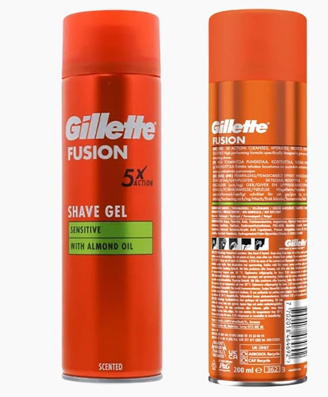 Gillette Fusion 5X Action Sensitive Shave Gel | Almond Oil