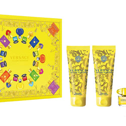 VERSACE YELLOW DIAMOND WOMEN EDT 4PC SET (90ML+5ML+100ML LOTION+100ML S/GEL)