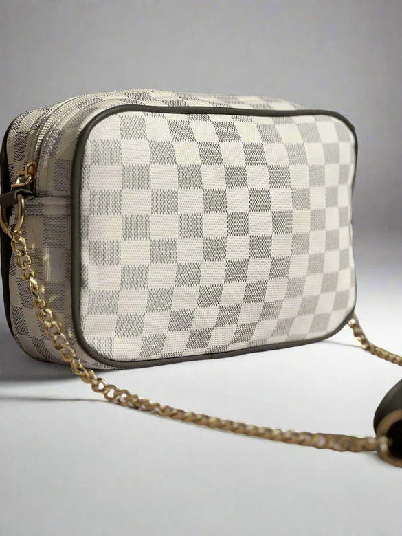 Chequered Crossbody Bag “Grey-White