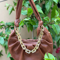 Ruffled Chain Bag “Brown
