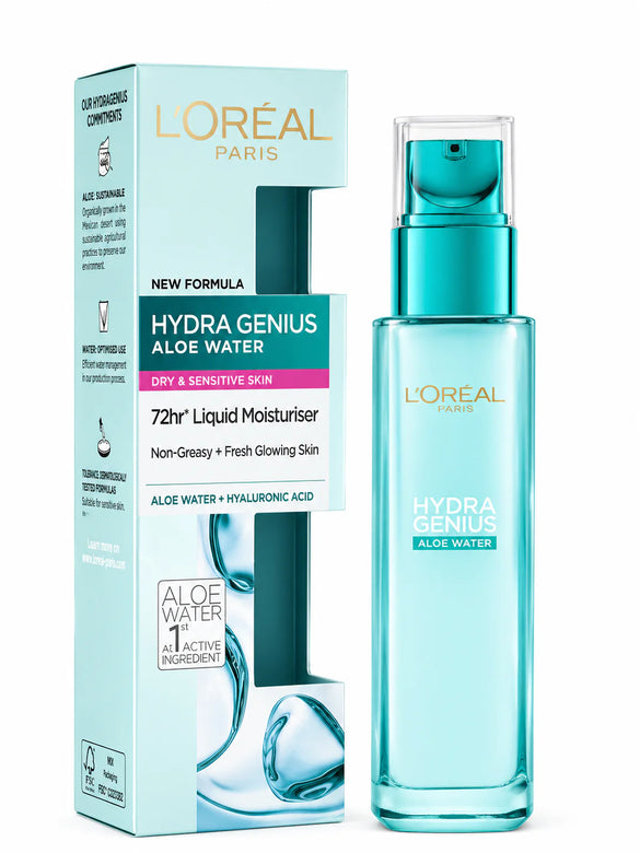 L'Oréal Hydra Genius Aloe Water | Dry & Sensitive Skin Moisturiser