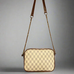 Checkered Crossbody Bag “Brown-Beige