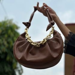 Ruffled Chain Bag “Brown