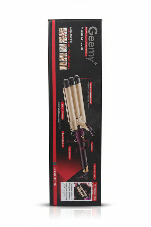 Geemy GM-2988 Professional 3-Barrel Curling Iron | Hair Waver