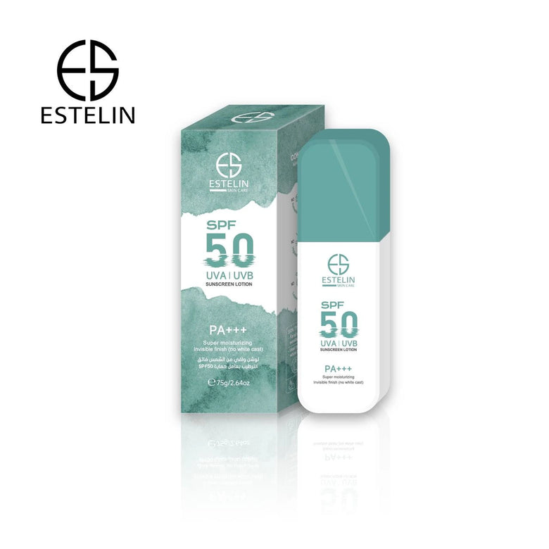 Estelin SPF 50 Sunscreen Lotion | No White Cast | Anti-Aging | Original in Pakistan