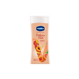 Vaseline body lotion with peach flavor on a white background