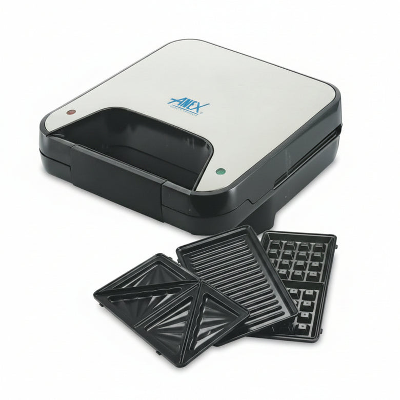 Anex Deluxe Sandwich Maker AG-2047 | 3-in-1 Grill & Waffle Maker