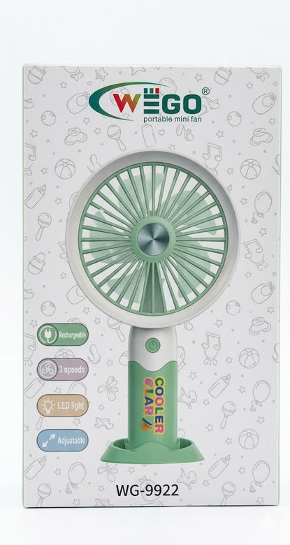 WEGO Portable Mini Fan WG-9922 | 3-Speed with LED Light