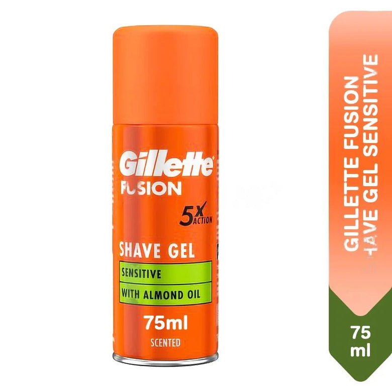 Gillette Fusion Shave Gel Sensitive | 5X Action & Almond Oil