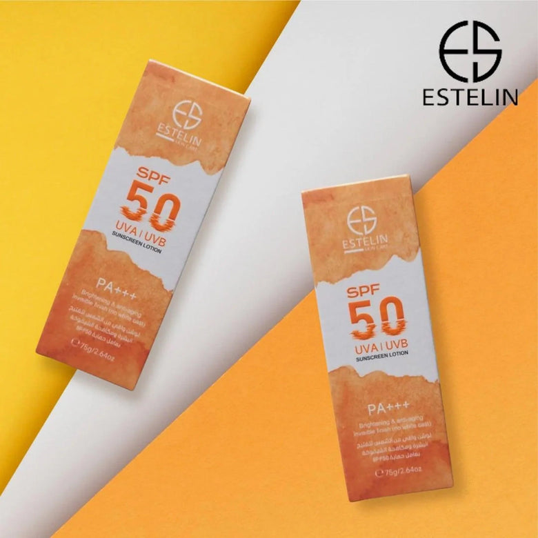 Estelin SPF 50 Sunscreen Lotion | No White Cast | Anti-Aging | Original in Pakistan