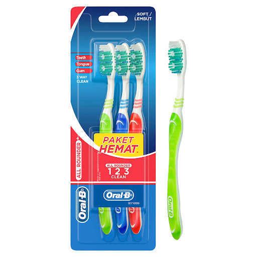 Oral-B All Rounder 123 Clean Toothbrush | Soft 3-Pack