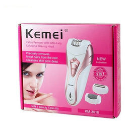 Kemei KM-3010 Rechargeable Electric Epilator 3 in 1 Woman Shaver Hair Removal Trimmer Bikini Legs Body
