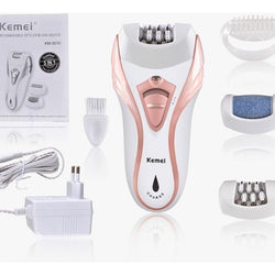 Kemei KM-3010 Rechargeable Electric Epilator 3 in 1 Woman Shaver Hair Removal Trimmer Bikini Legs Body