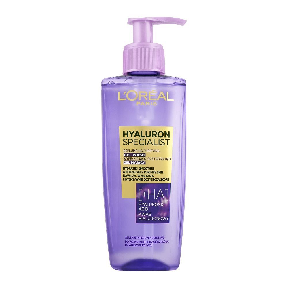 L'Oréal - HYALURON SPECIALIST REPLUMPING PURIFYING GEL WASH - Filling and cleansing face wash gel - 200 ml