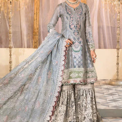 Unstitched MBROIDERED - Pearl Blue and Ash Pink (BD-2403)