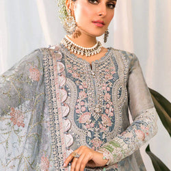 Unstitched MBROIDERED - Pearl Blue and Ash Pink (BD-2403)