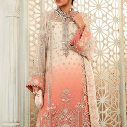 Unstitched Chiffon - MPC-22-208-Cream and Coral Pink