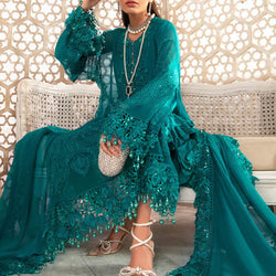 Unstitched Chiffon - MPC-22-203-Deep and Sea Green