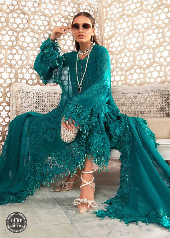 Unstitched Chiffon - MPC-22-203-Deep and Sea Green