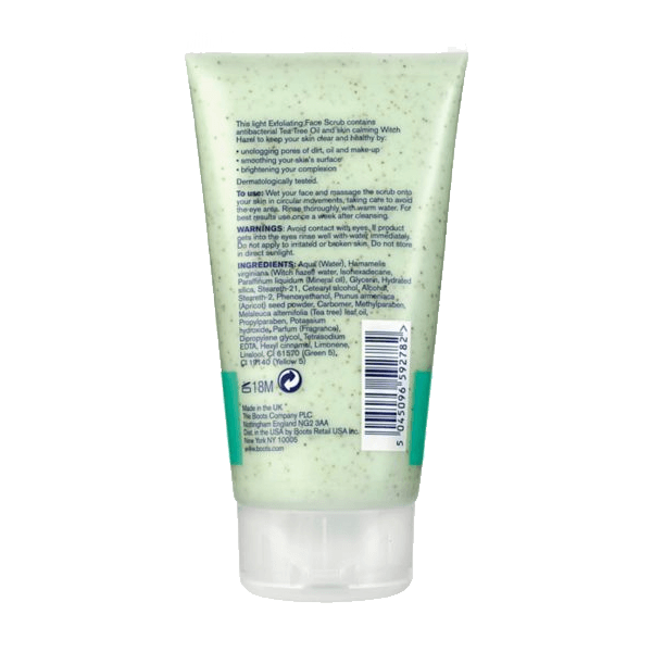 Boots Tea Tree Witch Hazel Exfoliating Face Scrub - choicemall